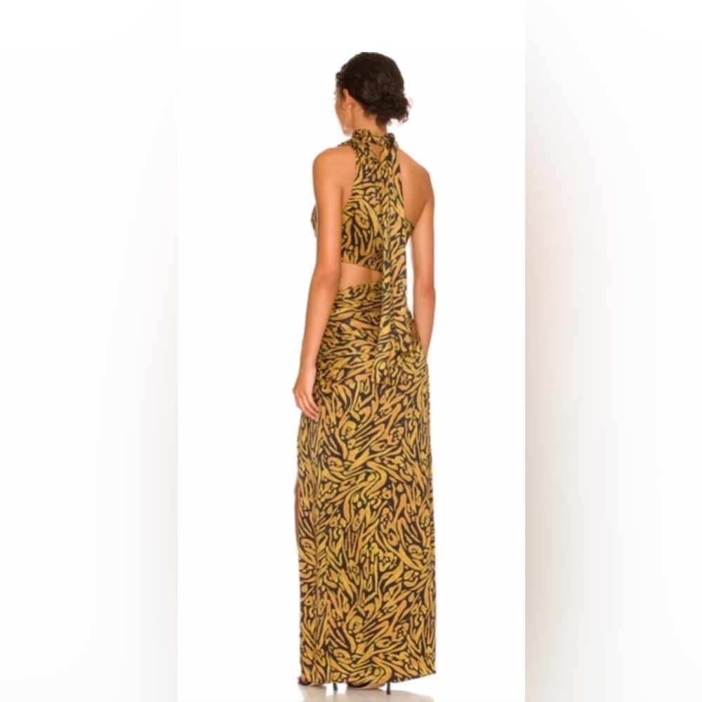 NICHOLAS Brown and Black Halter Sundress with Cutout